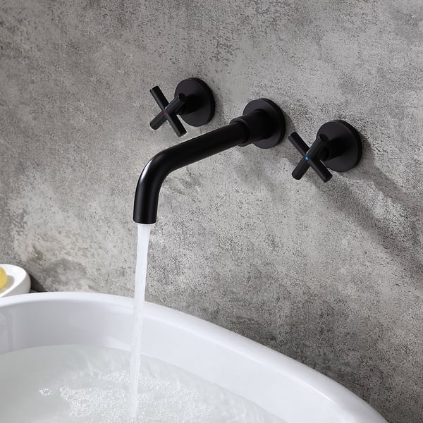 Robinet de Lavabo mural Bassa Essential Noir Mat | HUDOR Design Français