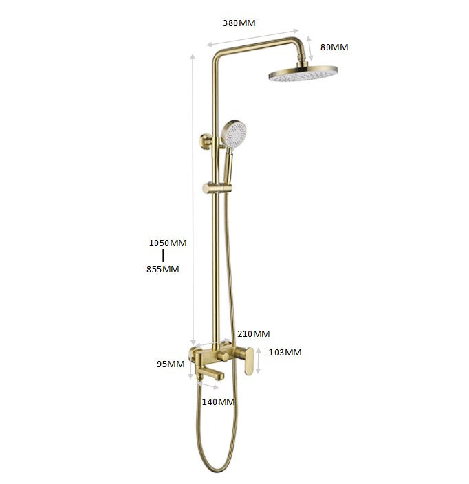 COLONNE DE DOUCHE DORÉE BROSSÉE (OR MAT) SC008 COLLECTION SCAMANDRE