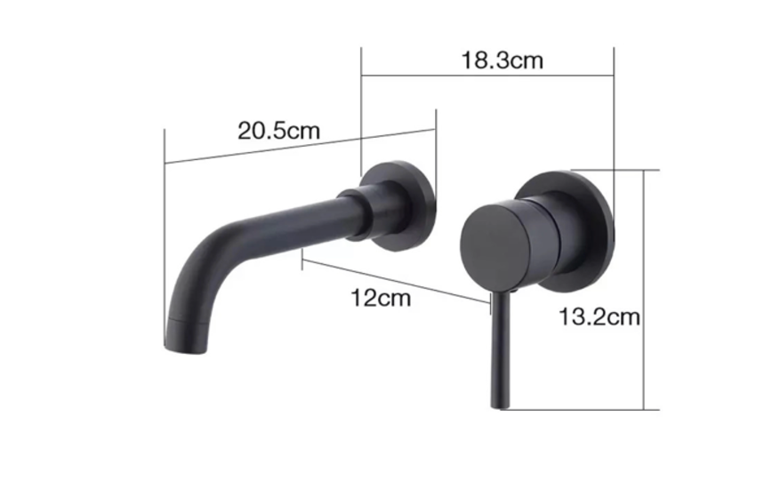 Grifo de lavabo de pared 022B negro colección Céphise