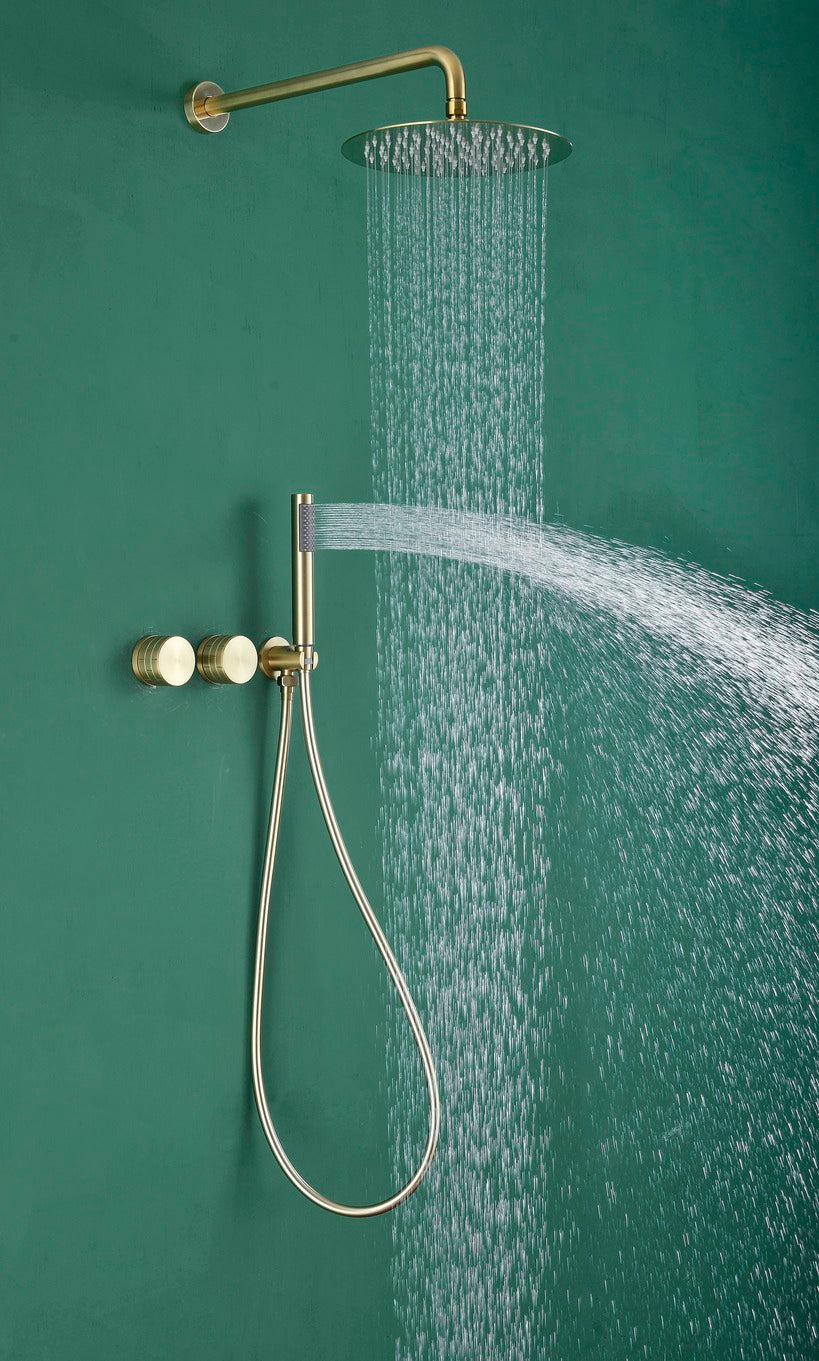 SC44 COMPOSICIÓN DE DUCHA EN LATÓN DORADO CEPILLADO (ORO MATE) COLECCIÓN SCAMANDRE