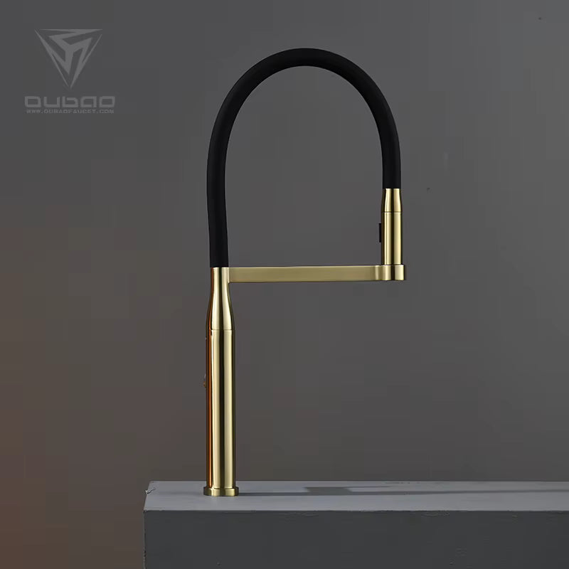 Robinet de cuisine 0123908 en Laiton massif Doré Brossé collection Scamandre