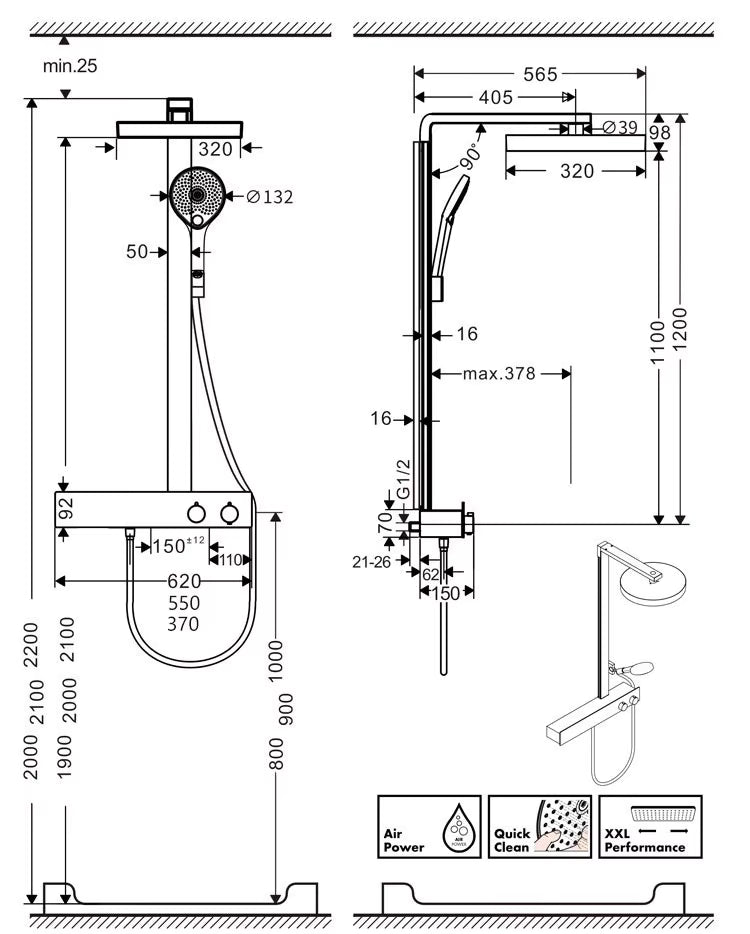 Colonne de Douche Chromé HUDOR — mise en situation