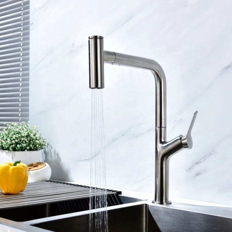 Robinet Cuisine Nickel Brossé HUDOR — détail