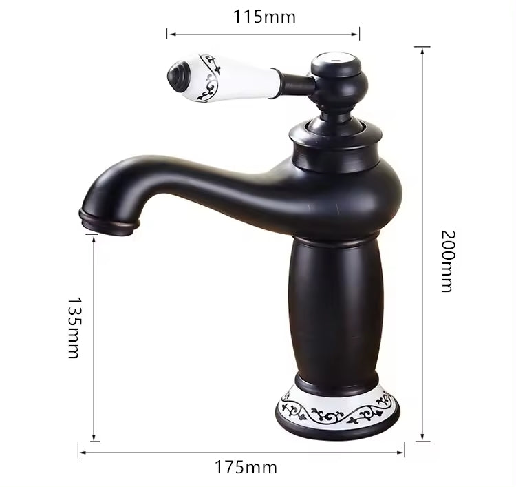 Robinet de lavabo sur plage 062 en laiton noir collection Céphise