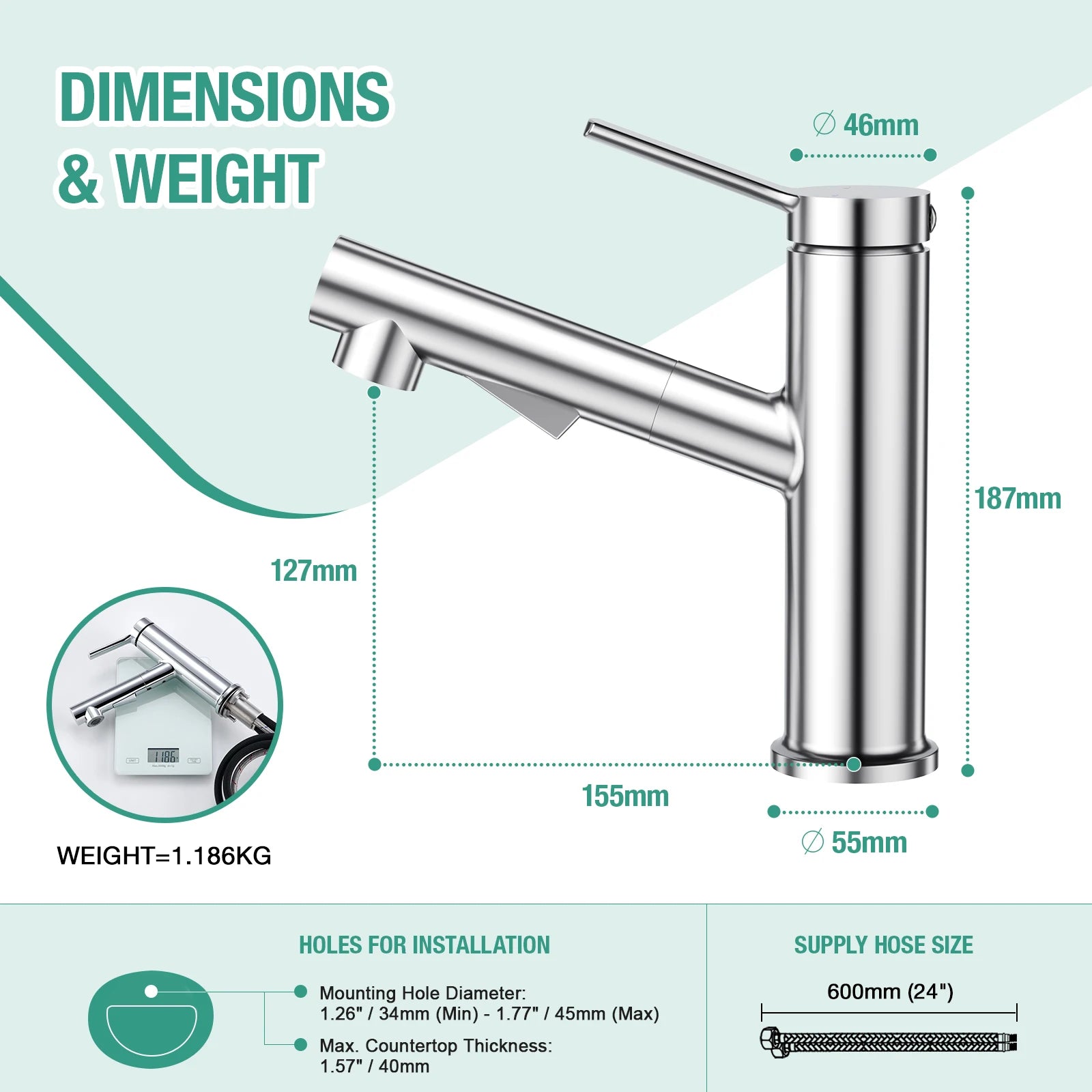 Robinet cuisine K129 en laiton chromé collection Erymanthe
