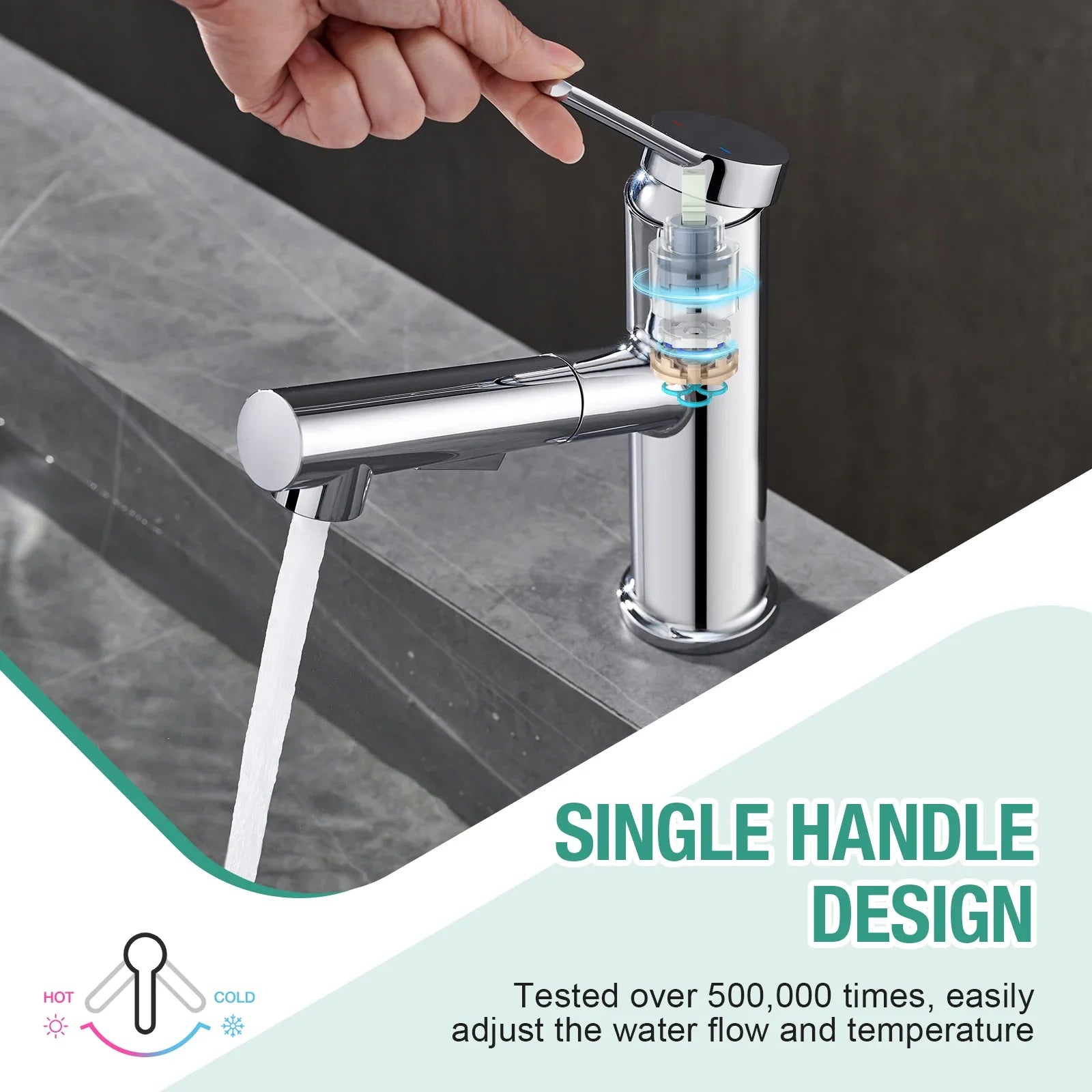 Robinet Lavabo Nickel Brossé HUDOR — détail