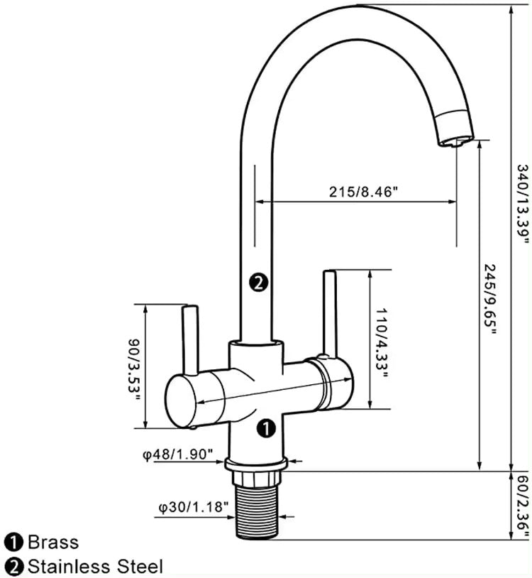 Robinet de cuisine 020 avec son système de filtration chromé collection Erymanthe