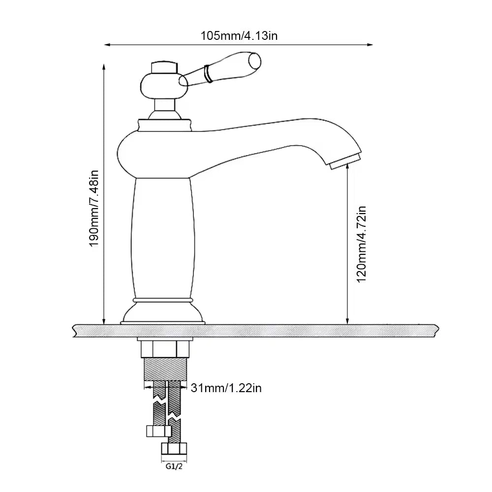 Robinet de lavabo sur plage 062 en laiton chromé collection Erymanthe
