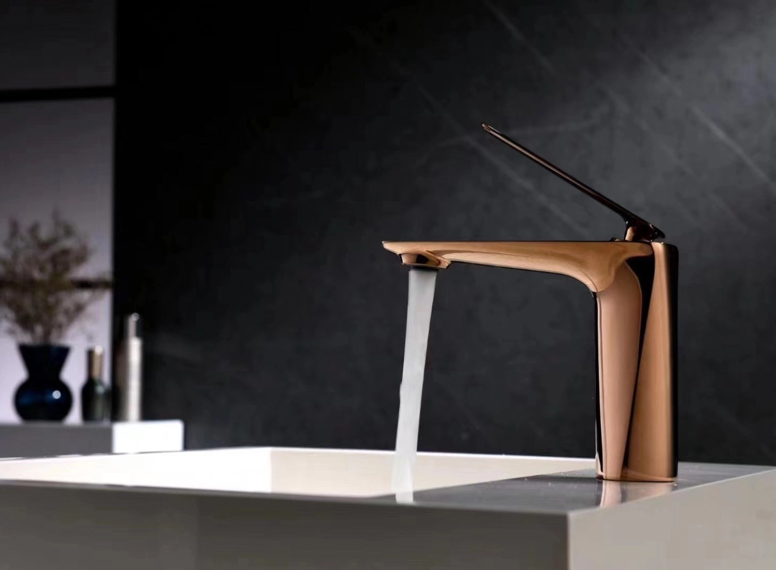 DECK-MOUNTED BASIN FAUCET 001 ROSE GOLD PENEE COLLECTION