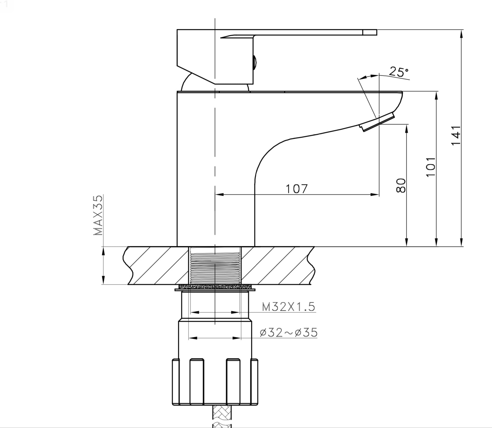 Grifo para lavabo de cubierta de níquel cepillado Eas 65