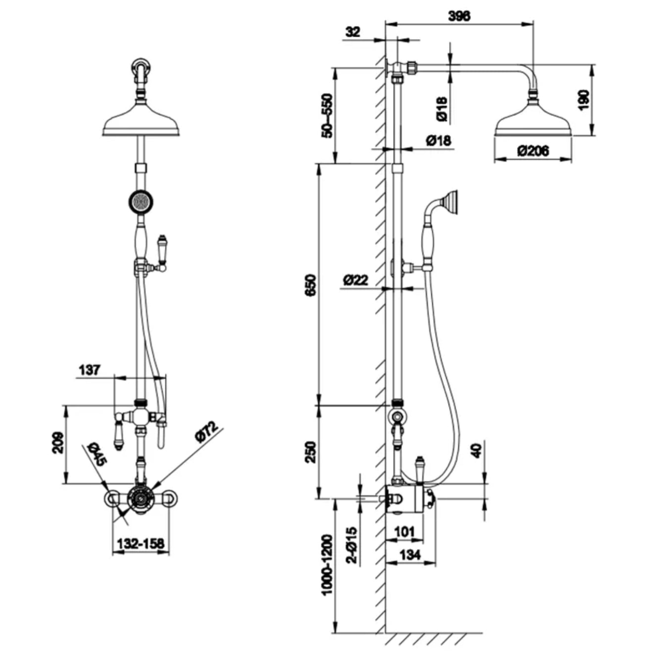 Columna de ducha SC1211 en latón cromado de la colección Erymanthe
