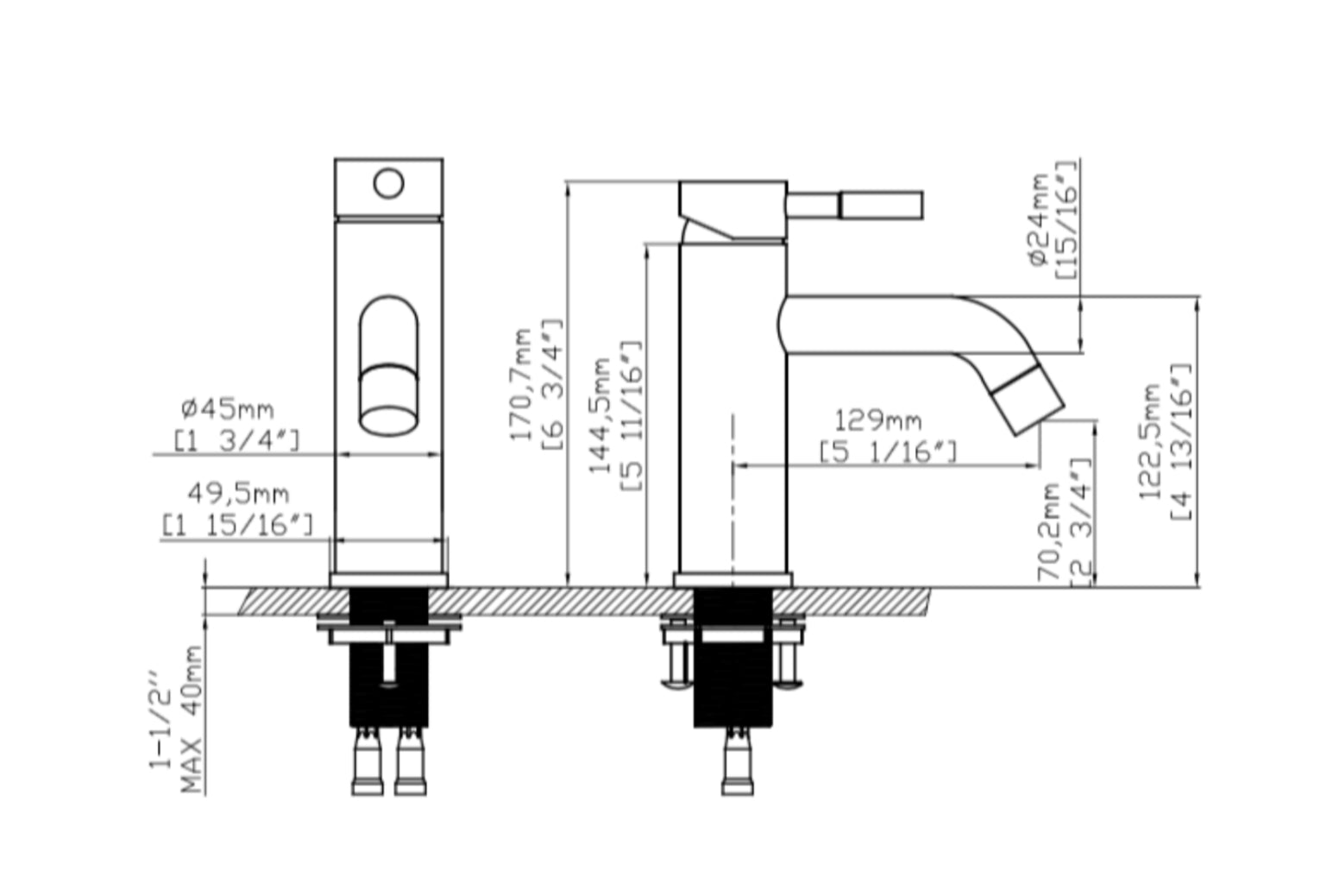 DECK-MOUNTED BASIN FAUCET B205 01 31 2 matt black Céphise COLLECTION