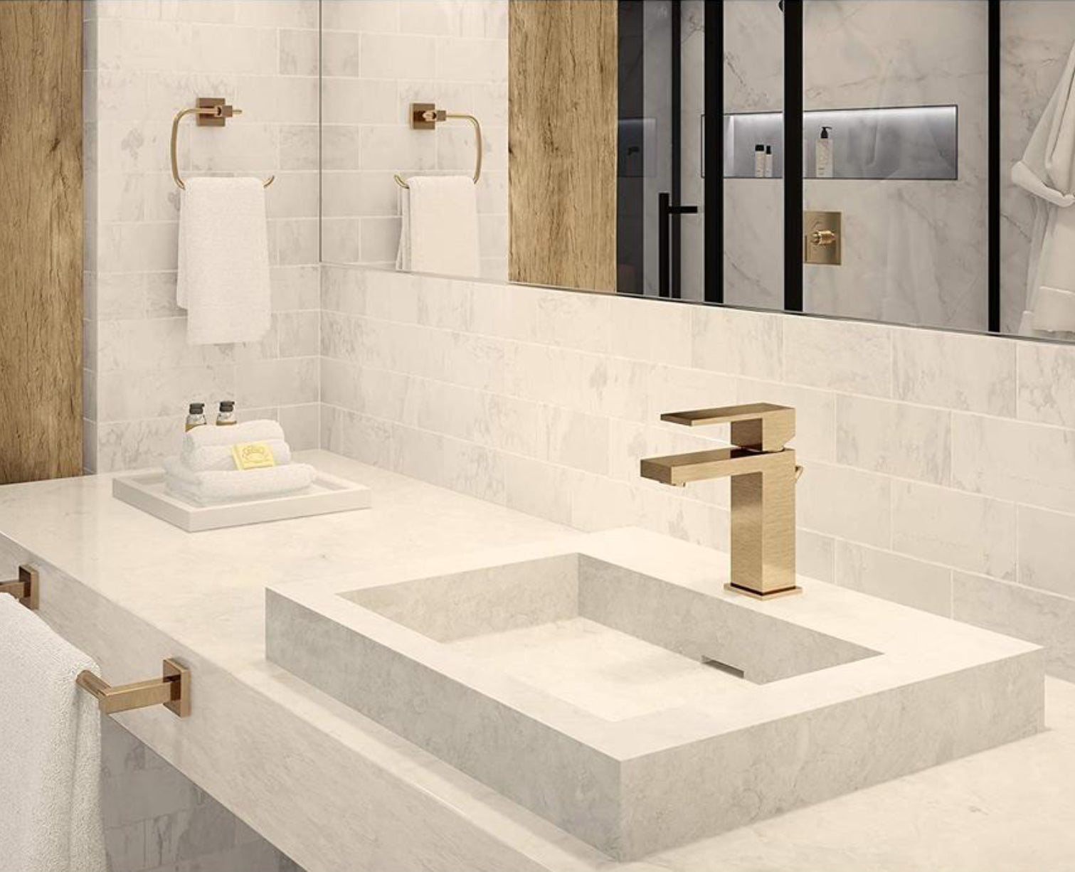 Grifo para lavabo de sobre encimera 001 en latón dorado de la colección Scamandre