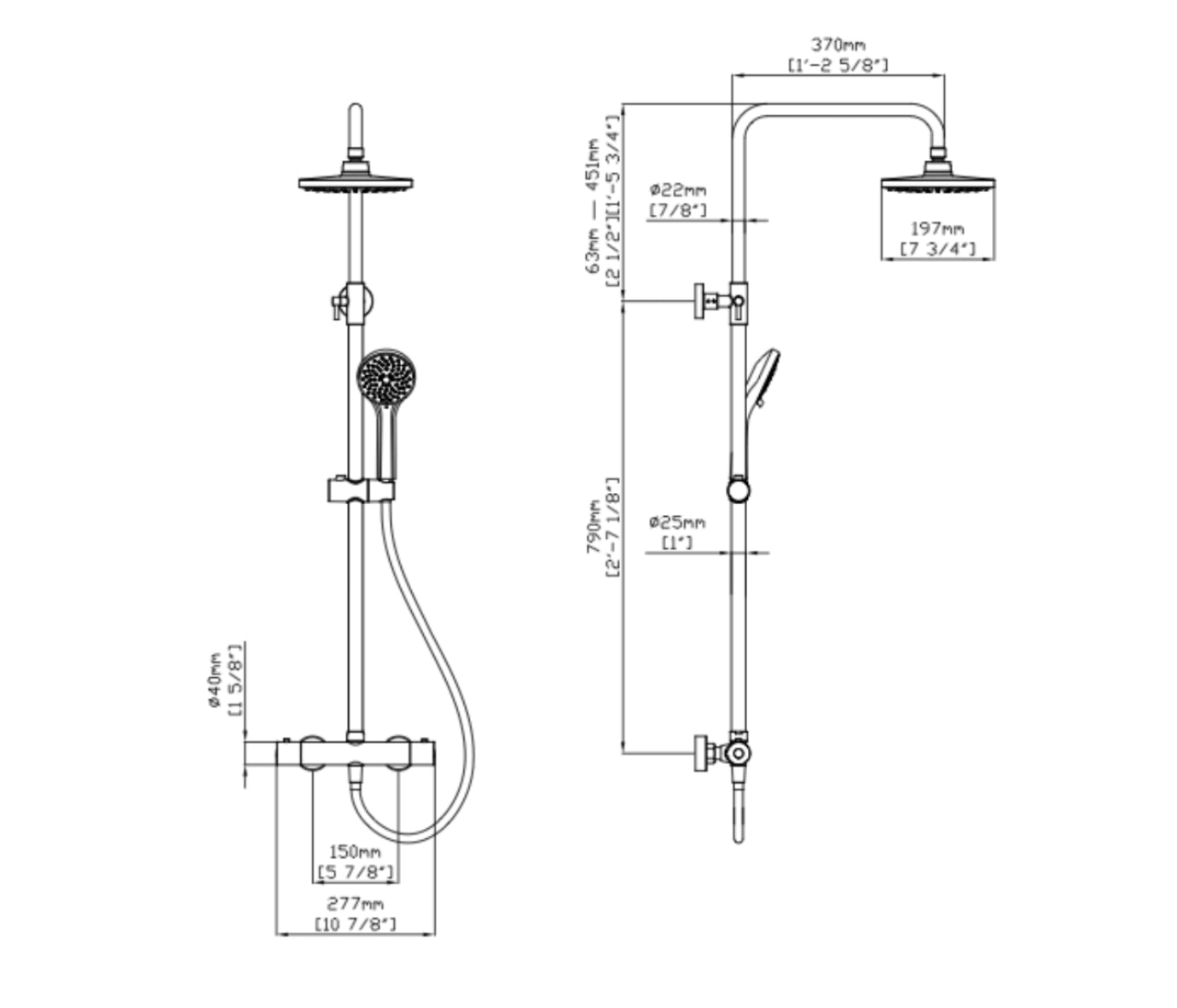 Thermostatic shower column CHROME SC418 Erymanthe Collection