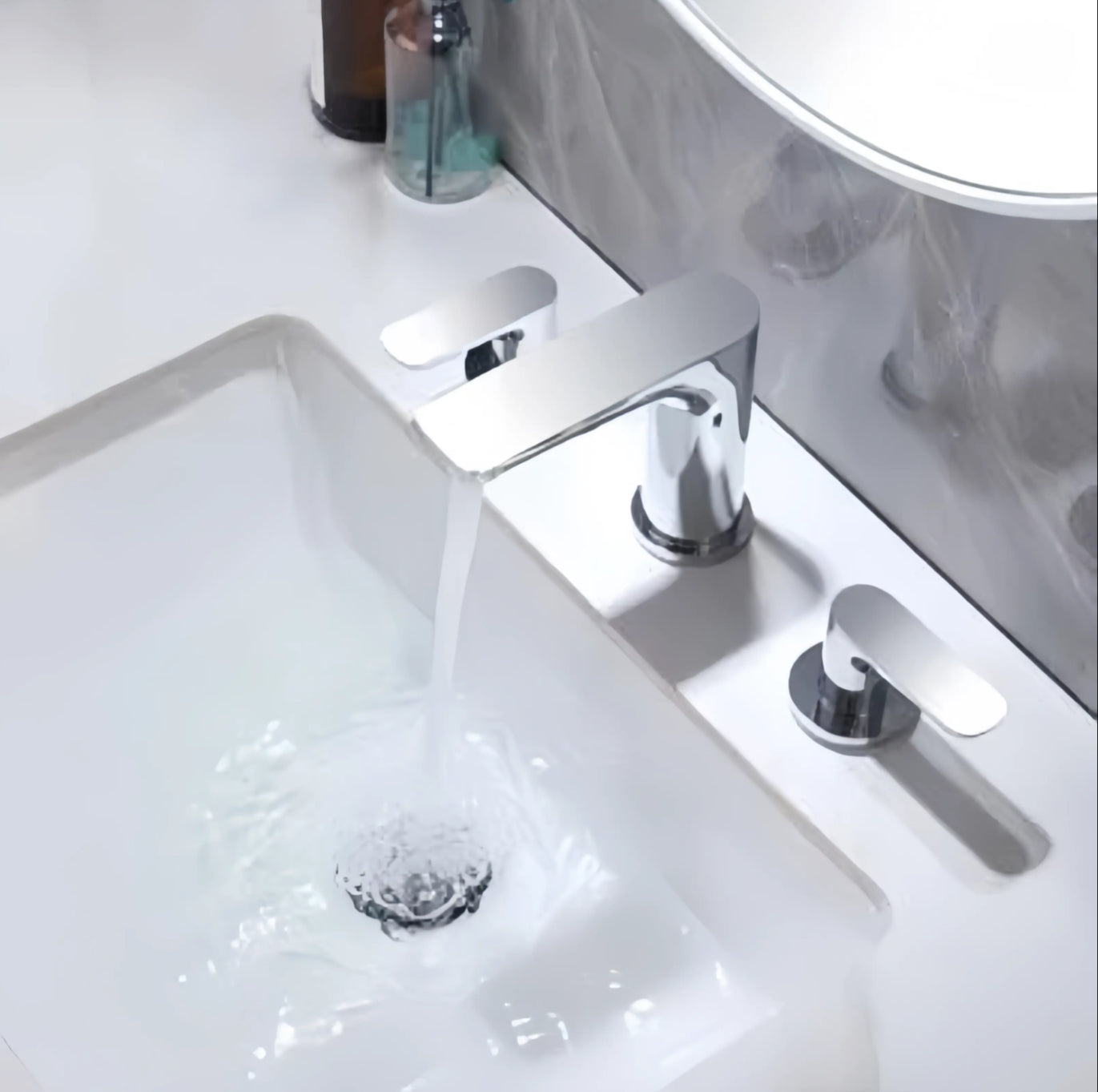 Grifo para lavabo de baño de 3 orificios de montaje en encimera Eas B1121600 en níquel cepillado