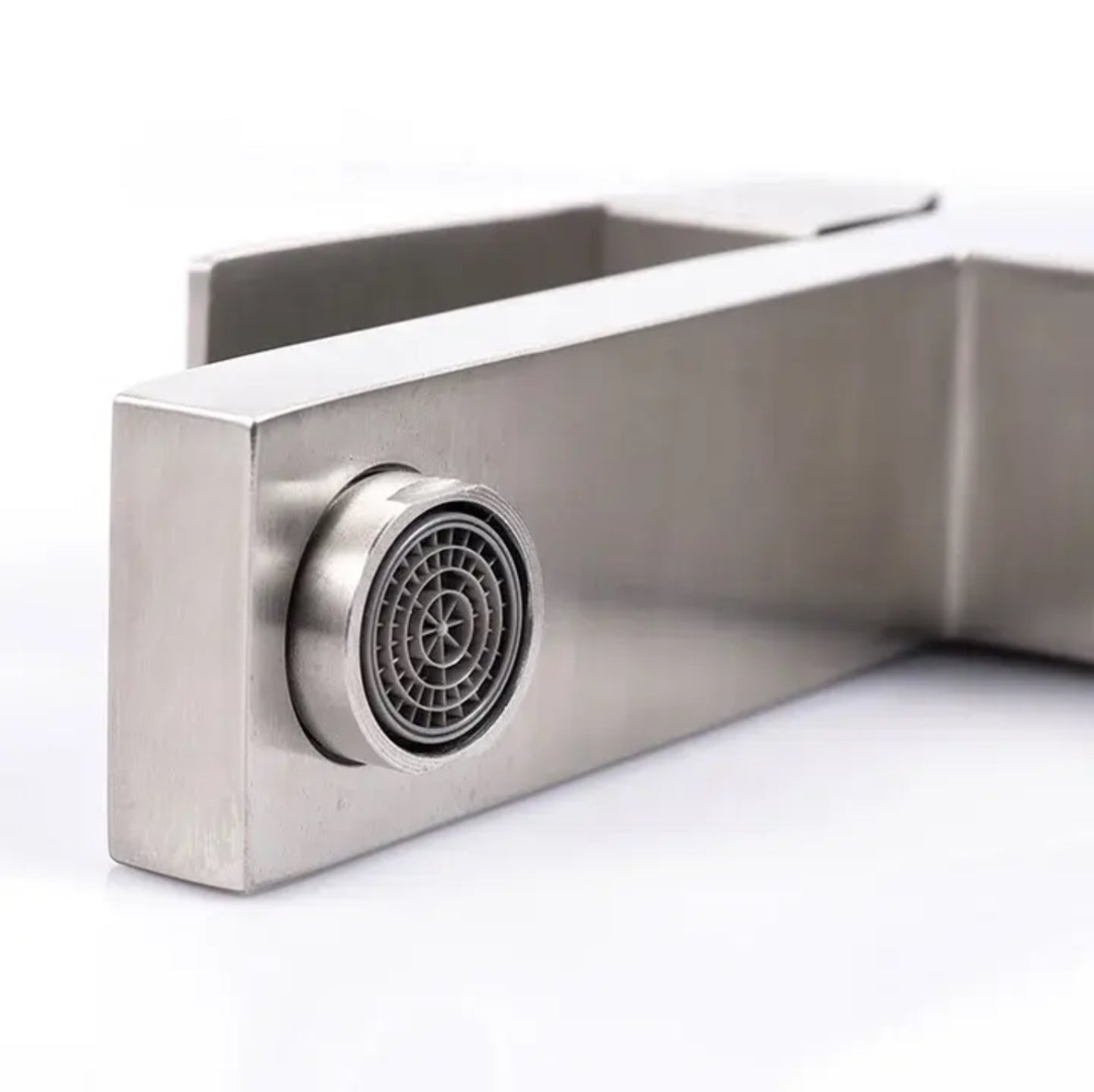 Deck-mounted sink faucet 001 in brushed nickel brass Axis Collection