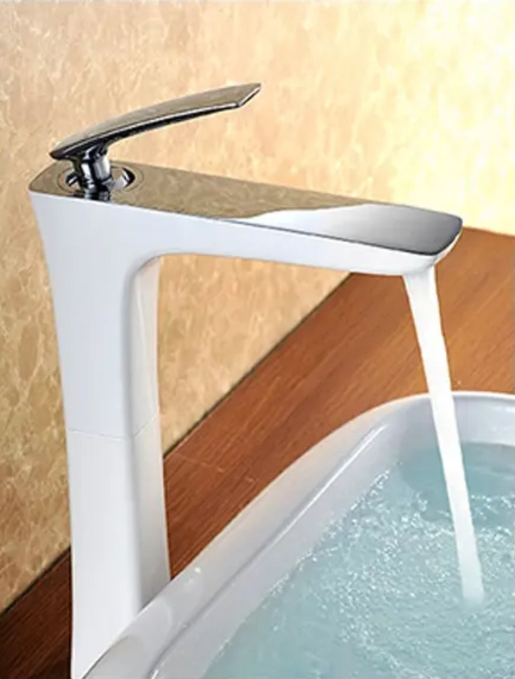 Robinet de lavabo surélevé 005 blanc et chromé collection Argolide