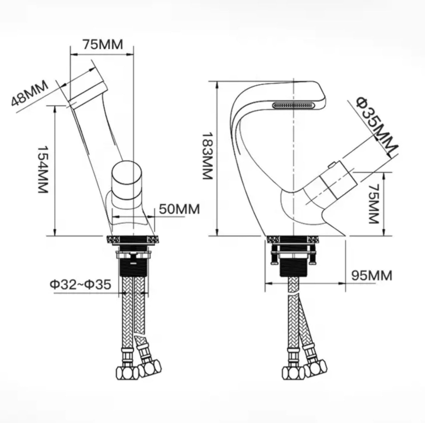 Chrome-plated brass sink faucet 80115 Erymanthe collection