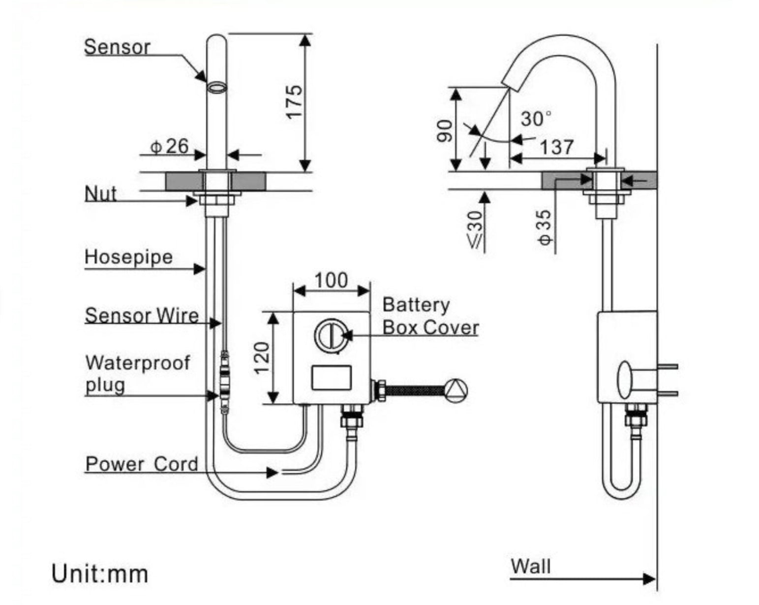 Infrared sink faucet 015 black Céphise collection