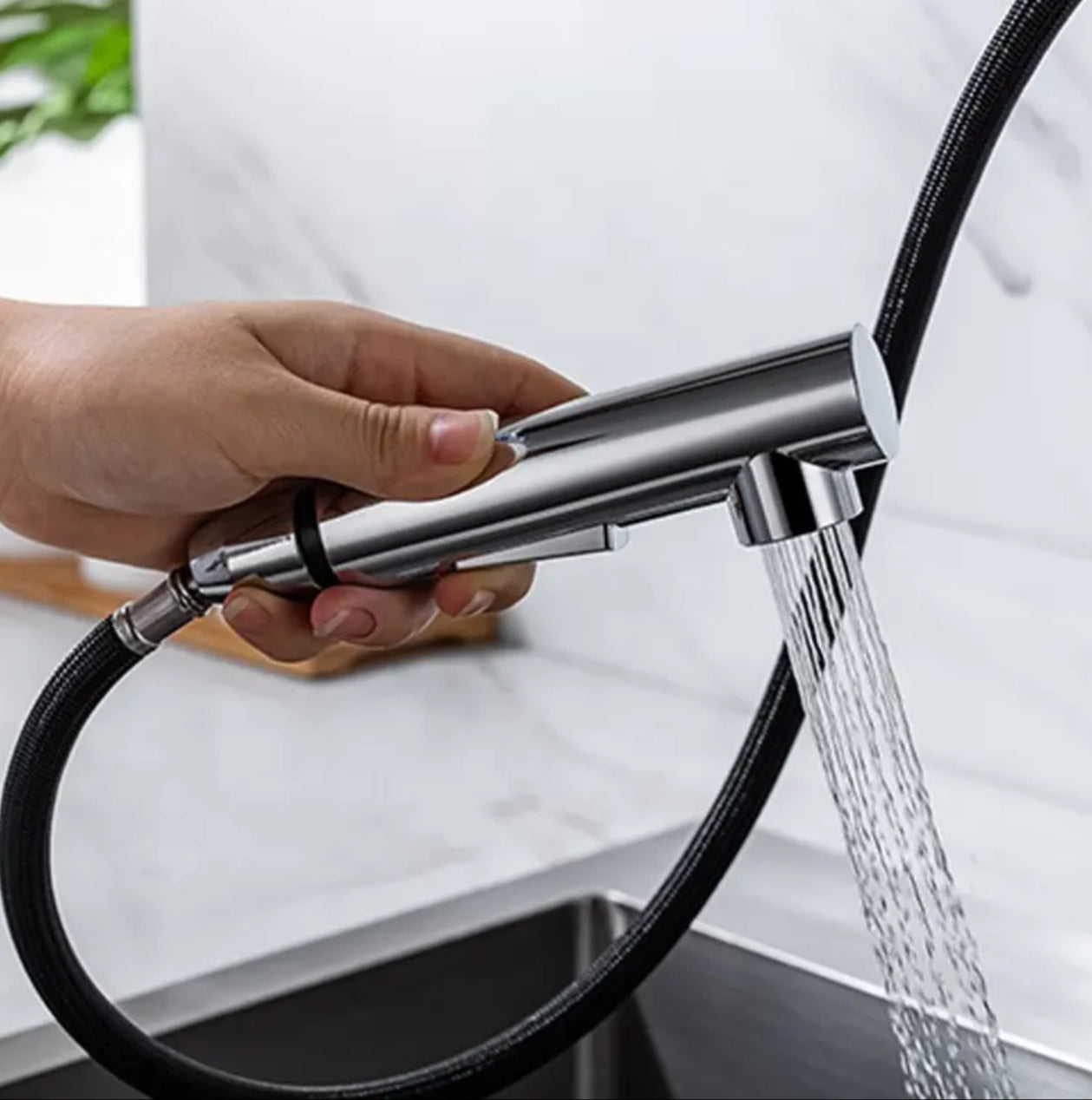 Brushed nickel kitchen faucet in brass PP006 Erymanthe collection