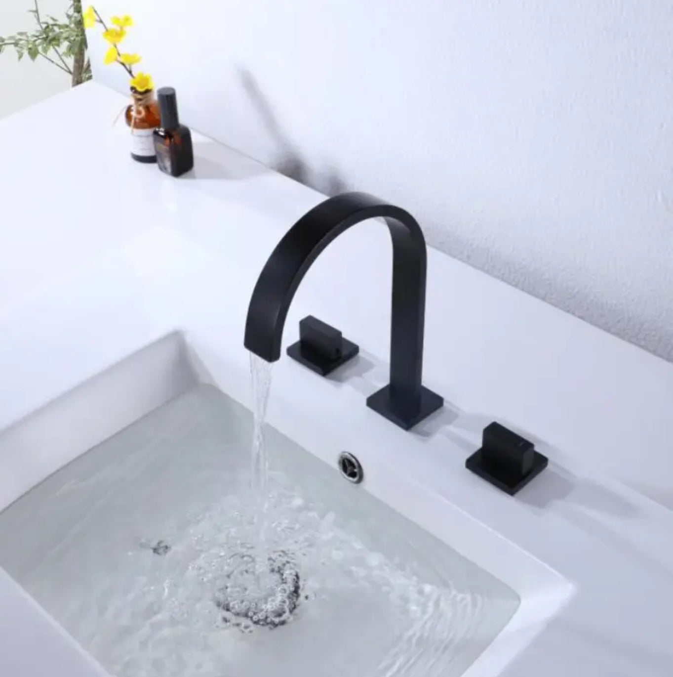 Robinet de lavabo sur plage 834 en laiton noir collection Alphée