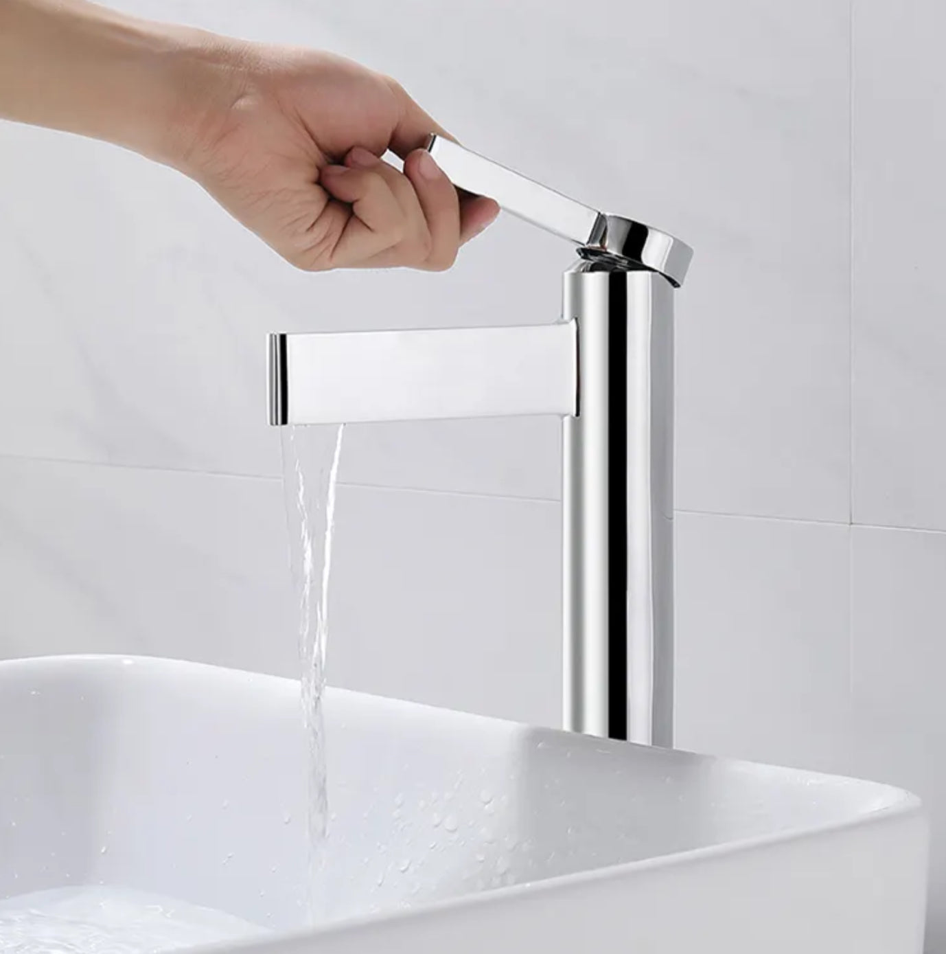 Robinet de lavabo surélevé 2512 en laiton chromé collection Enipée