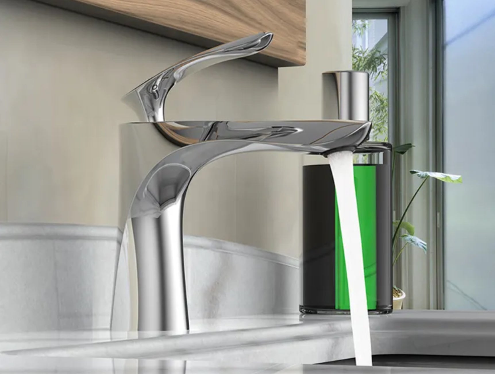 Grifo de lavabo de repisa 035 en latón cromado de la colección Erymanthe