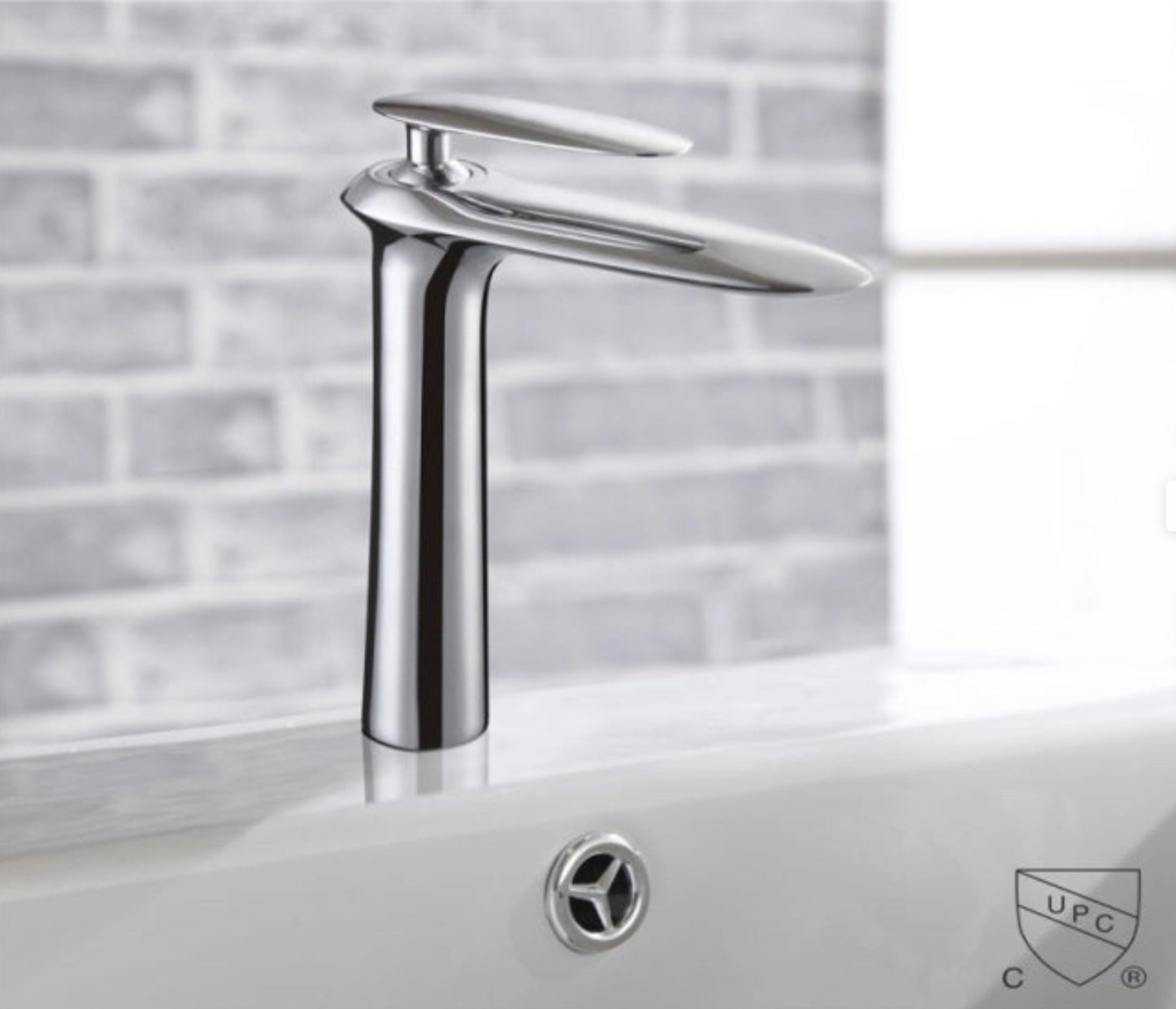 Robinet de lavabo surélevé 35 en laiton chromé collection Erymanthe