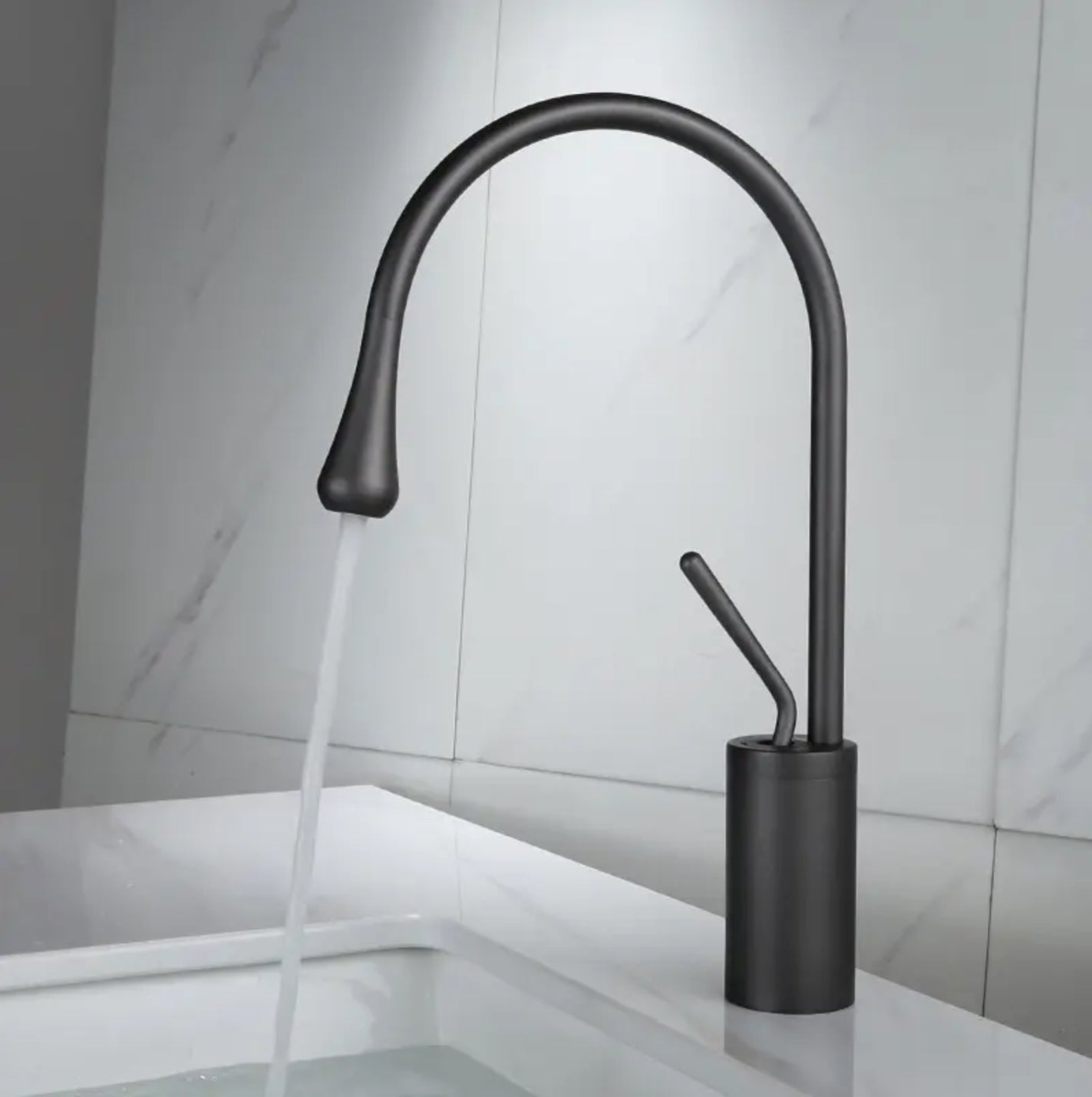 Raised sink faucet 201 in black brass Céphise collection