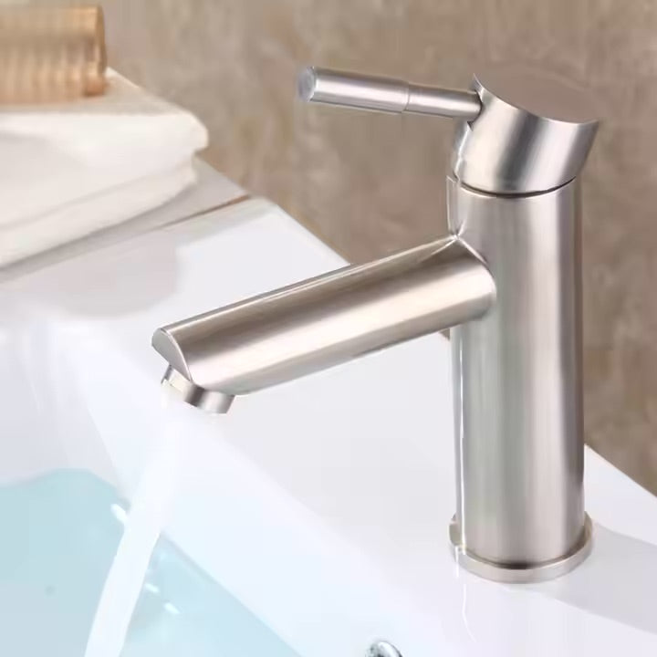 Deck-mounted sink faucet 002 in brushed nickel brass Eas collection
