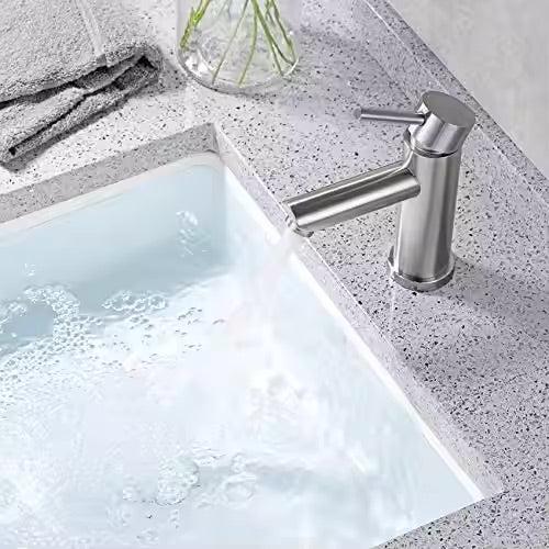 Deck-mounted sink faucet 002 in brushed nickel brass Eas collection