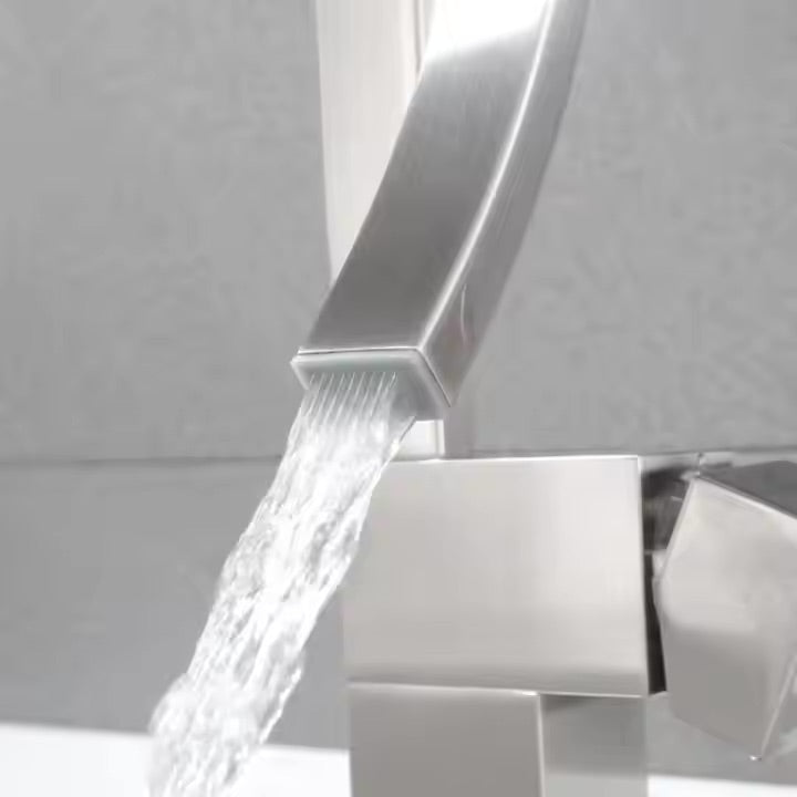Deck-mounted sink faucet 005 in brushed nickel brass Axis collection