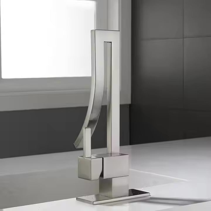 Deck-mounted sink faucet 005 in brushed nickel brass Axis collection