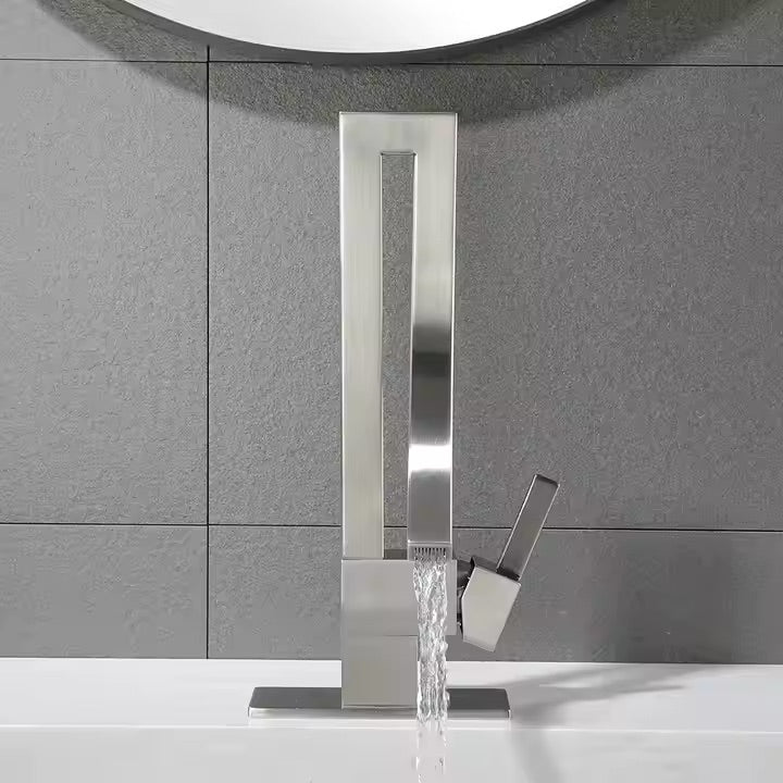 Deck-mounted sink faucet 005 in brushed nickel brass Axis collection