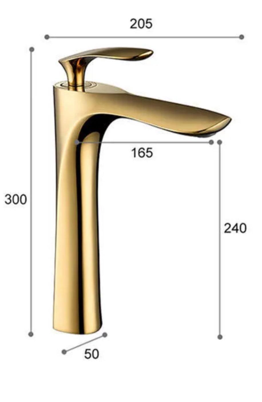 Robinet de lavabo surélevé 205 doré collection Scamandre