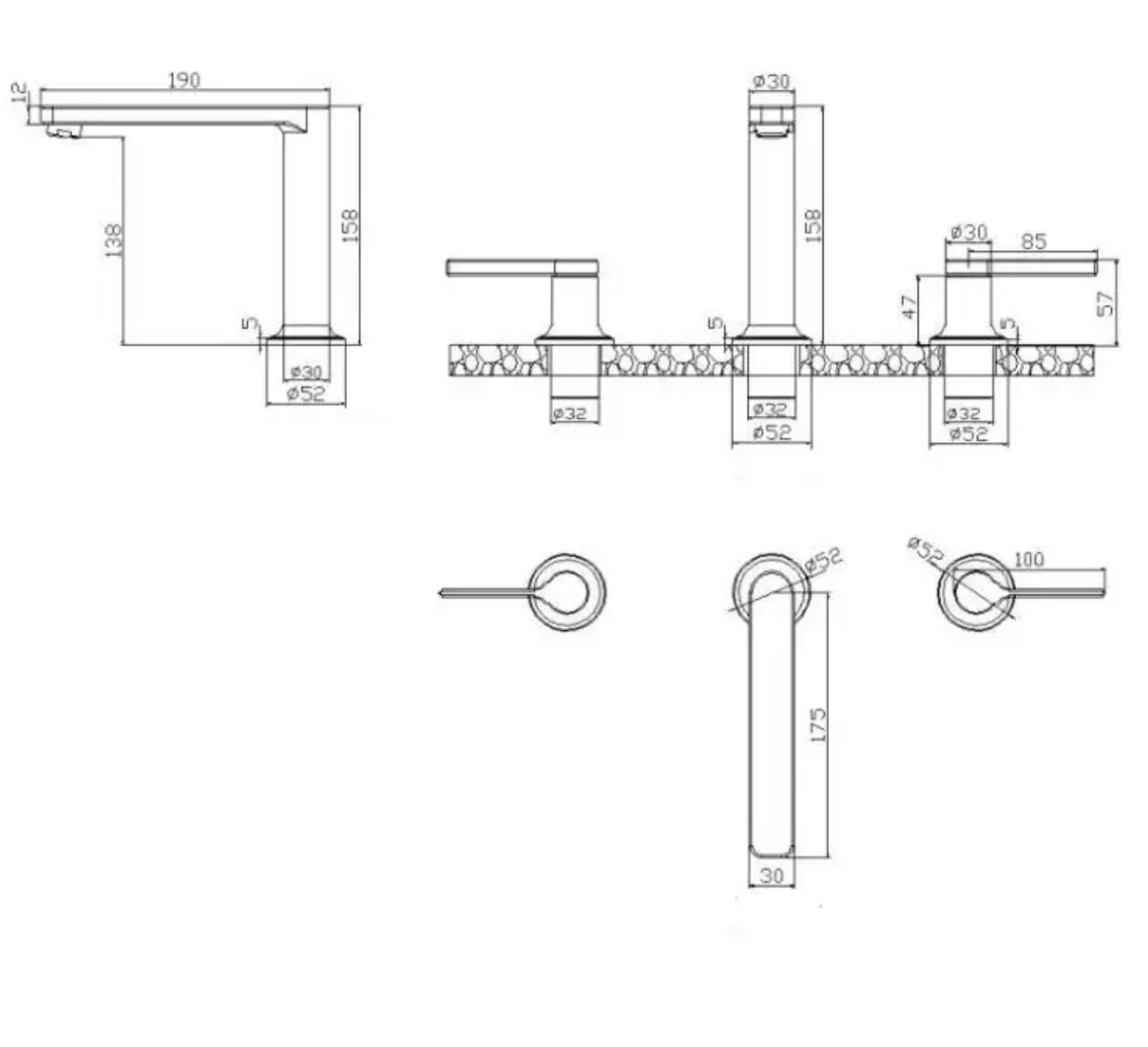 Grifo para lavabo de sobre encimera 026 dorado 3 agujeros