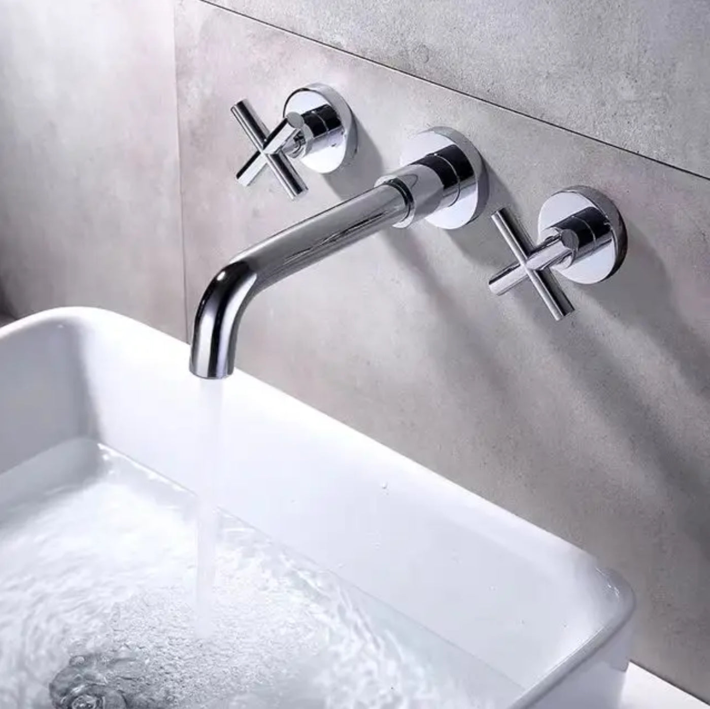 Grifo de lavabo de pared colección Erymanthe 532 en latón cromado