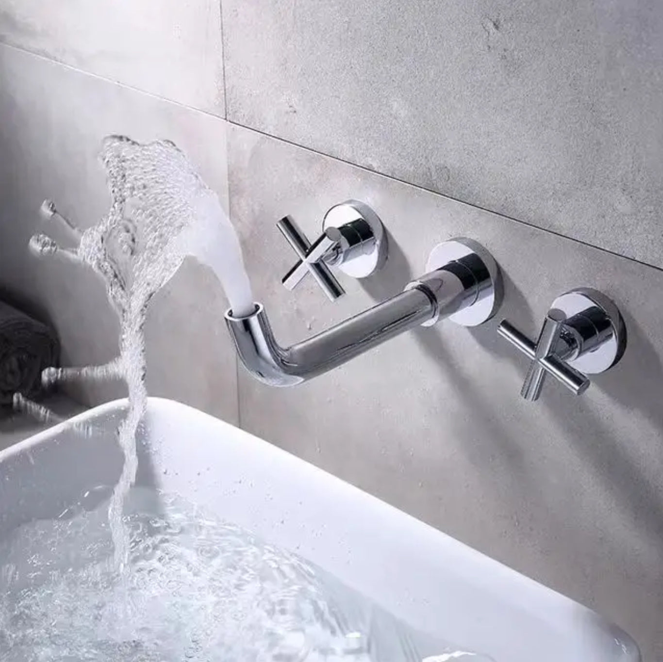 Grifo de lavabo de pared colección Erymanthe 532 en latón cromado