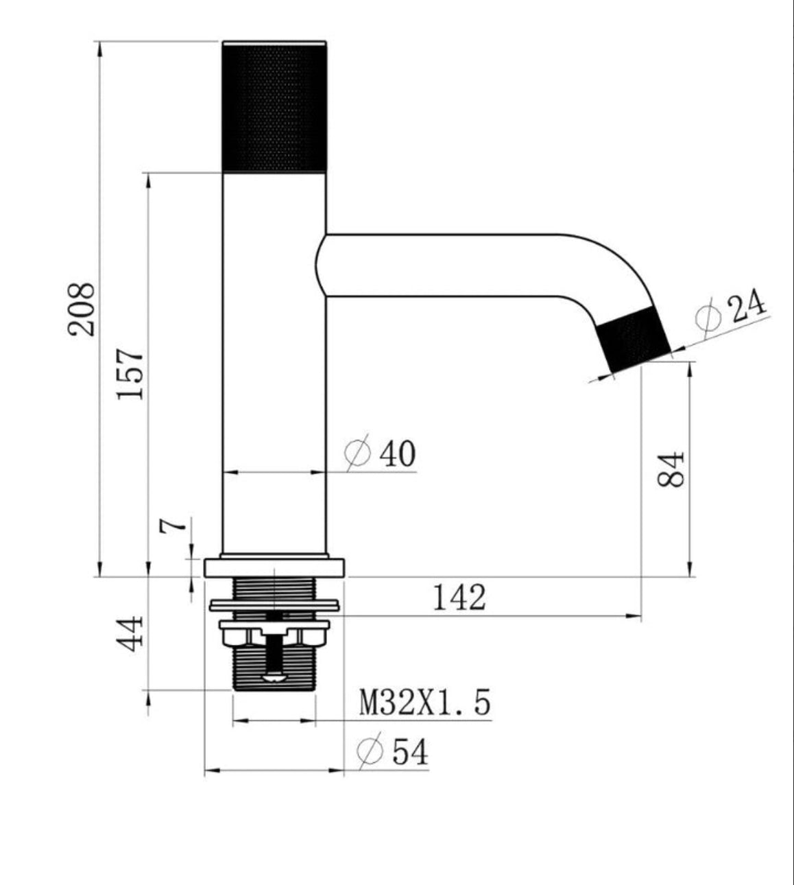 Grifo para lavabo de sobre encimera 80306B en latón negro, colección Cephis