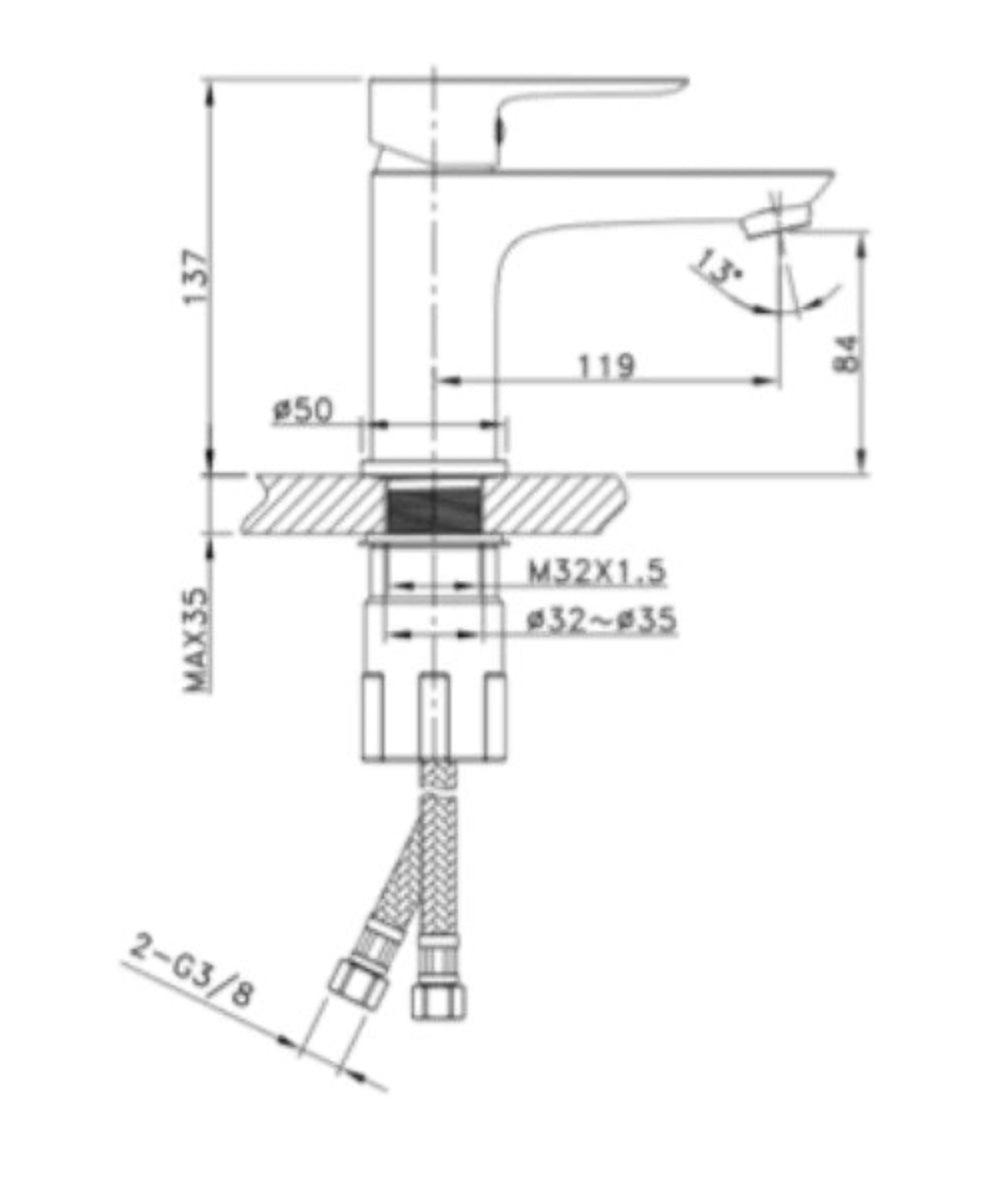 Grifo para lavabo de sobre encimera 055 en latón negro, colección Cephis