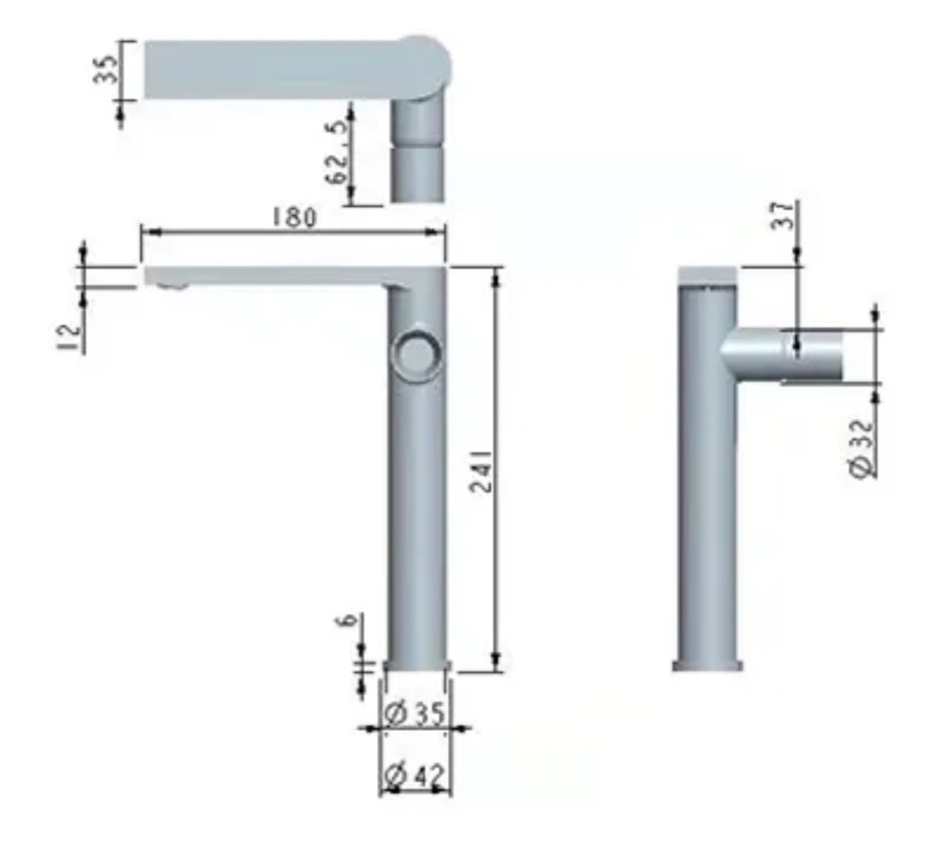 Raised sink faucet 003 in chrome-plated brass Erymanthe collection