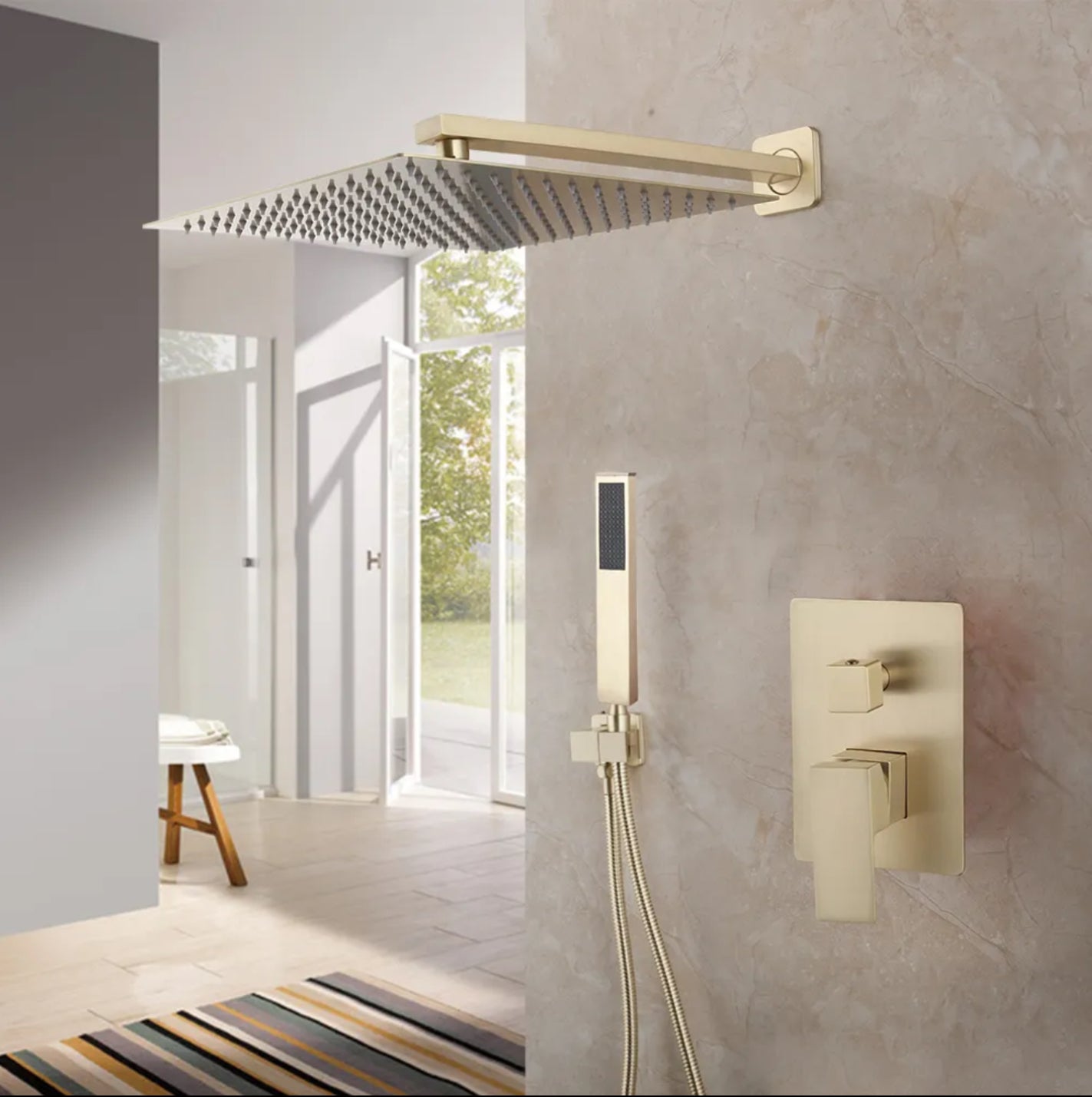 COMPOSITION DE DOUCHE ENCASTRÉE SC23 EN LAITON DORÉ BROSSÉ COLLECTION HALYS
