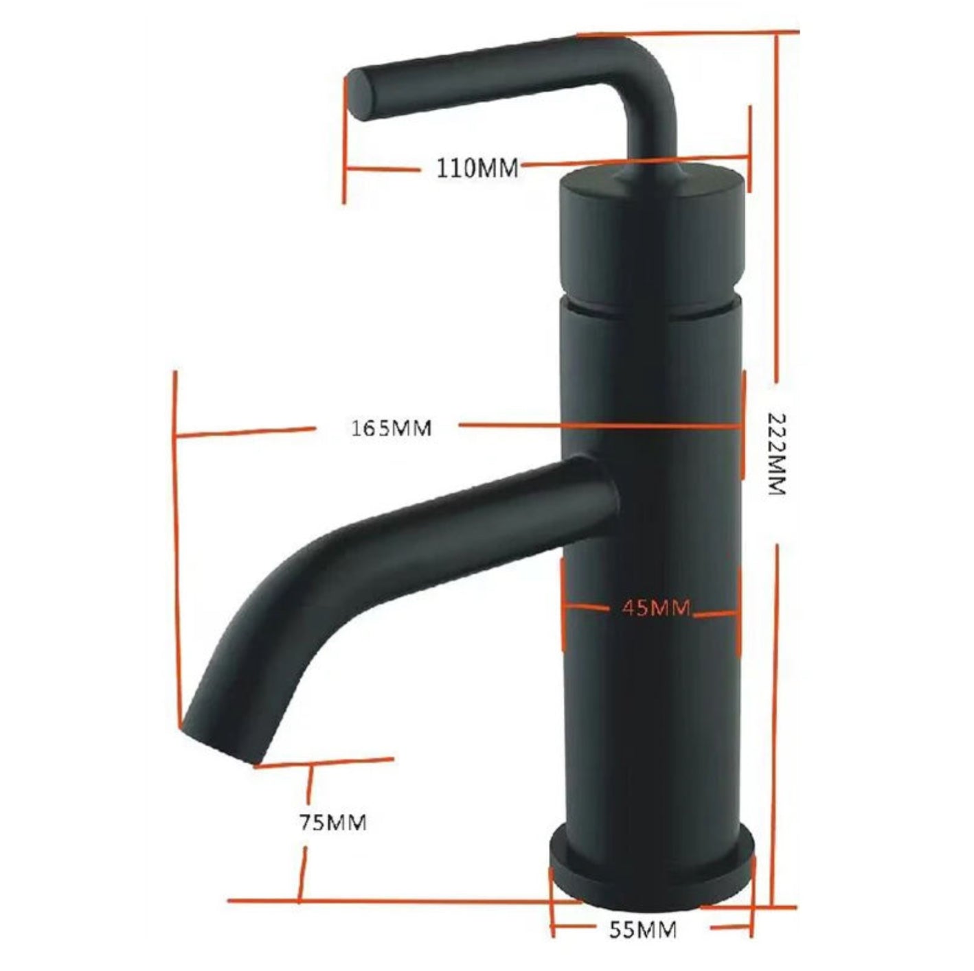 Grifo para lavabo de sobre encimera B206, colección Cephise, negro mate