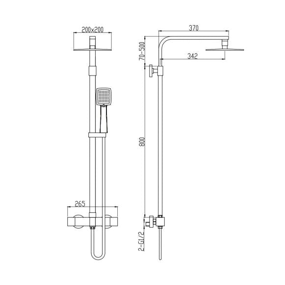 Colonne de Douche Thermostatique SC428 Scamandre Doré Brossé | HUDOR tete 30cm