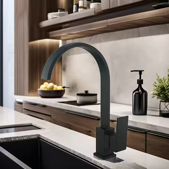 Robinet de cuisine 008 en laiton noir collection Alphée