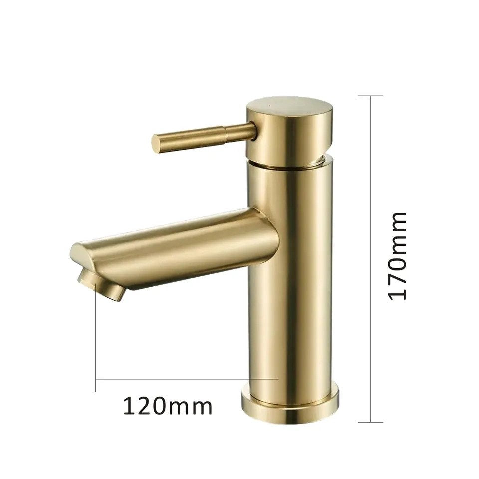 Grifo para lavabo de sobre encimera 002 en latón dorado cepillado, colección SCAMANDRE