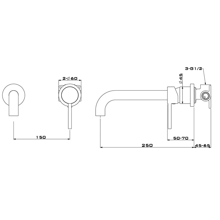 ROBINET DE LAVABO FIXATION MURALE 022 EN LAITON DORÉ BROSSÉ COLLECTION SCAMANDRE