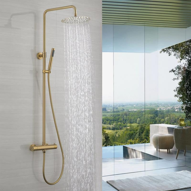 COLONNE DE DOUCHE THERMOSTATIQUE EN LAITON DORÉ BROSSÉ SC418 COLLECTION SCAMANDRE