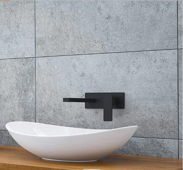 Robinet de lavabo à fixation murale 91221B en laiton noir collection Alphée