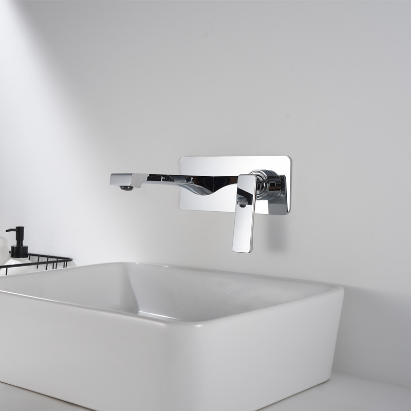Robinet de lavabo à fixation murale 006 en laiton couleur chromé collection Enipée